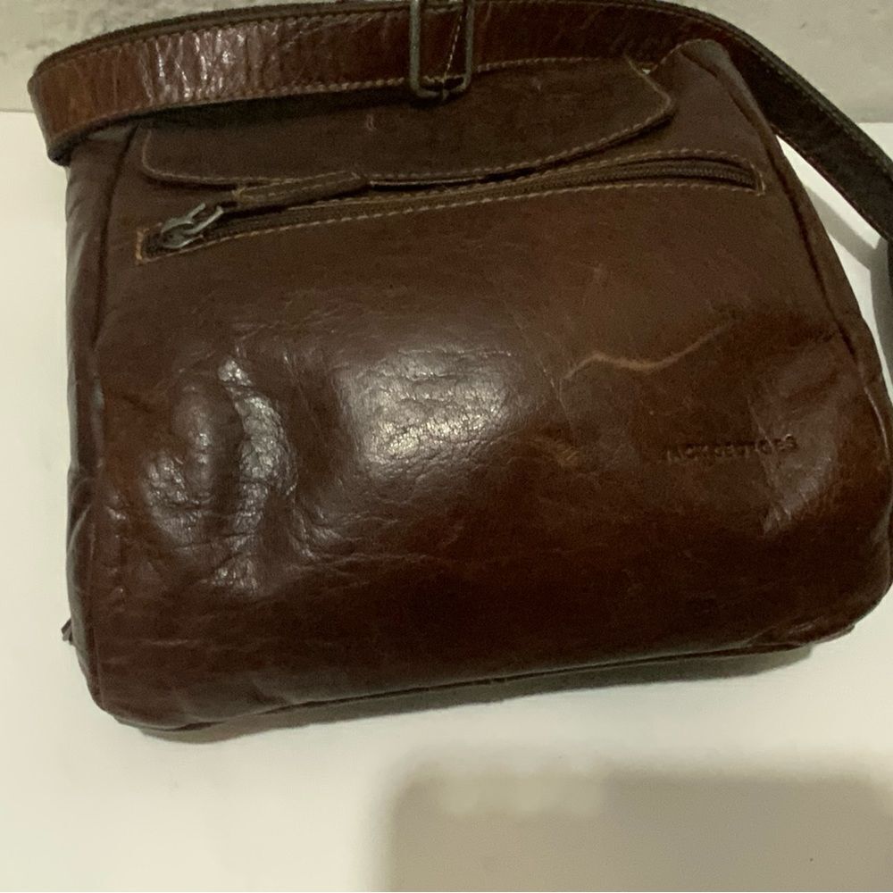 Jack Georges Voyager Leather Crossbody Brown Boho Cottage Embossed Floral - Picture 6 of 16